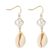 BNNG Elegant Pearl Stud Earrings Summer Bohemia Seashell Earring Pearl Stud Earrings Beach Ocean Earrings Accessories Beaded Statement Earrings Clean Lines Minimalist Design Studs